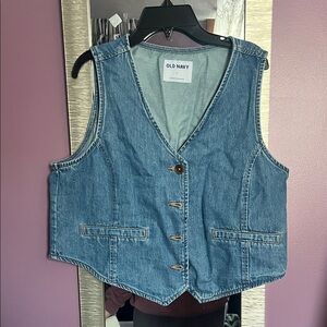 NWOT Old Navy Blue Denim Button-Up Vest